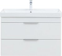Тумба с раковиной Aquanet Ирис new 90 подвесная 2 ящ. цв. белый глянец