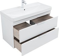 Тумба с раковиной Aquanet Ирис new 100 подвесная 2 ящ. цв. белый глянец